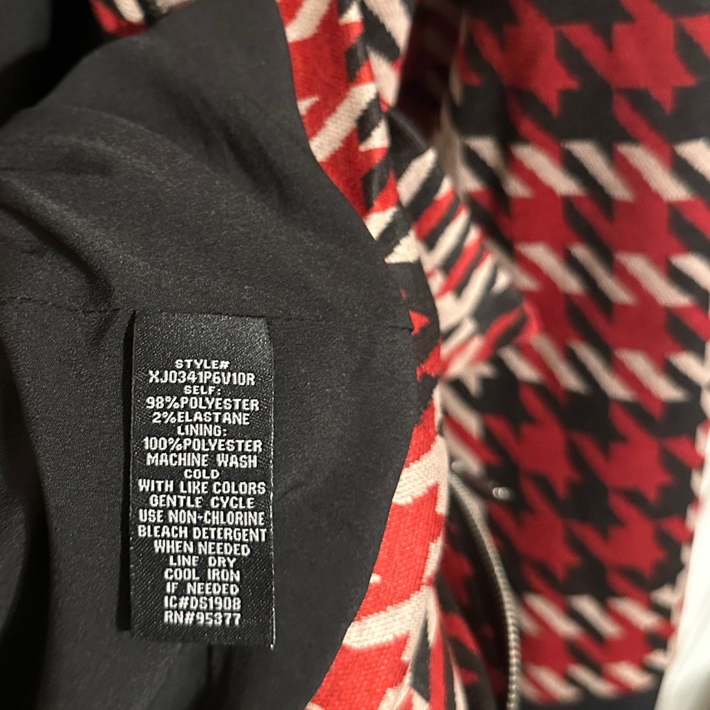 Sanctuary City Topper Houndstooth Pattern Full Zip Coat Red, Tan & Black, XL - Picture 6 of 7